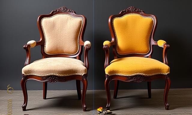 Før og etter bilde av møbelrestaurering